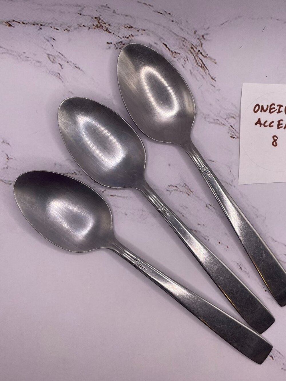 Share Oneida Accent Stainless Steel Small Teaspoons Set of 3 Replacement Vintage